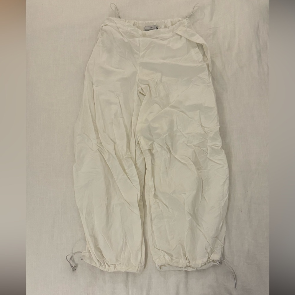 Adika White Elastic Parachute Pants